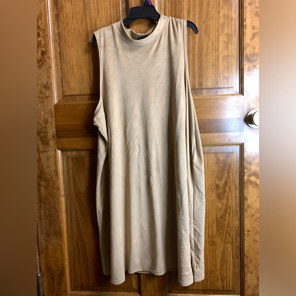 Womens XL Tiana B sleeveless mock neck mini slip dress light brown dress